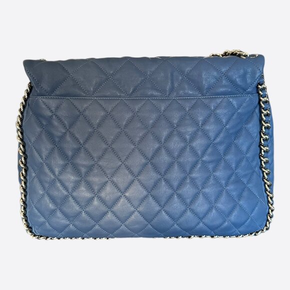 Chanel Navy Lambskin Quilted Chain Around Maxi Flap Bag - Picture 3 of 9